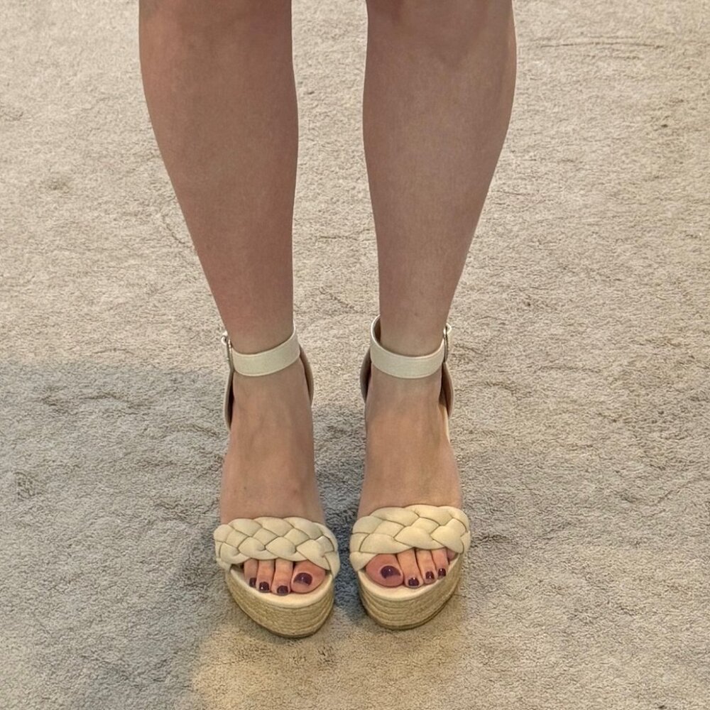 Beige Roccio Braided Platform Espadrille Sandals-6.5